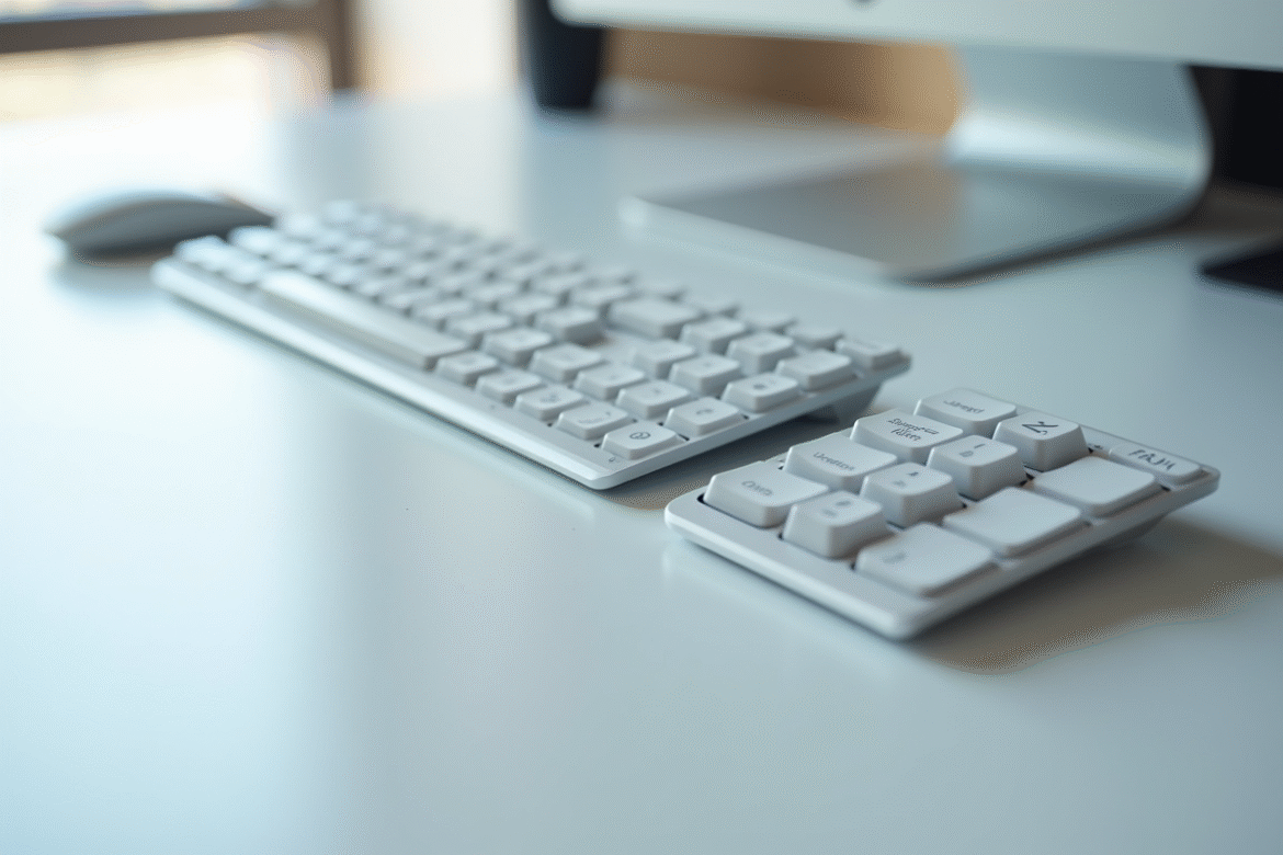 Claviers d'ordinateurs internationaux côte à côte sur un bureau lumineux