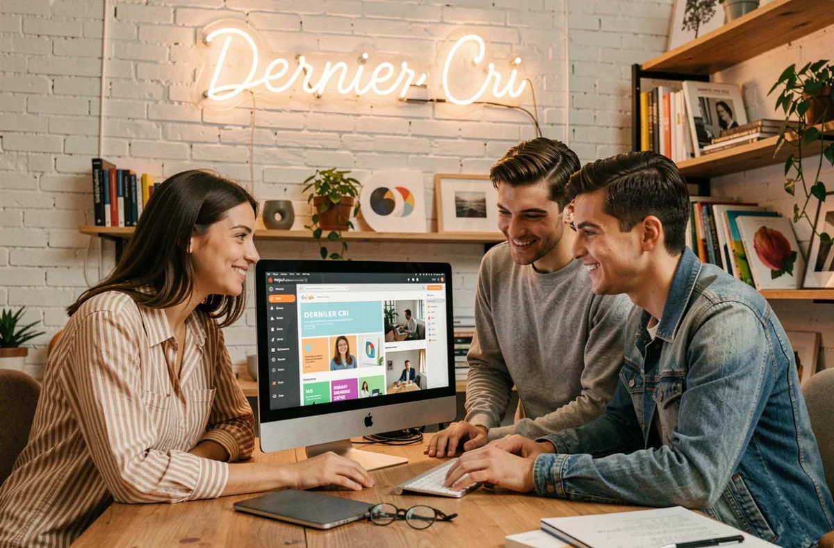Équipe créative de l'agence Dernier Cri travaillant sur une interface numérique à Bordeaux