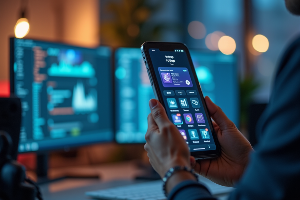 Zoom sur un smartphone affichant l interface MMSP OnOffApp