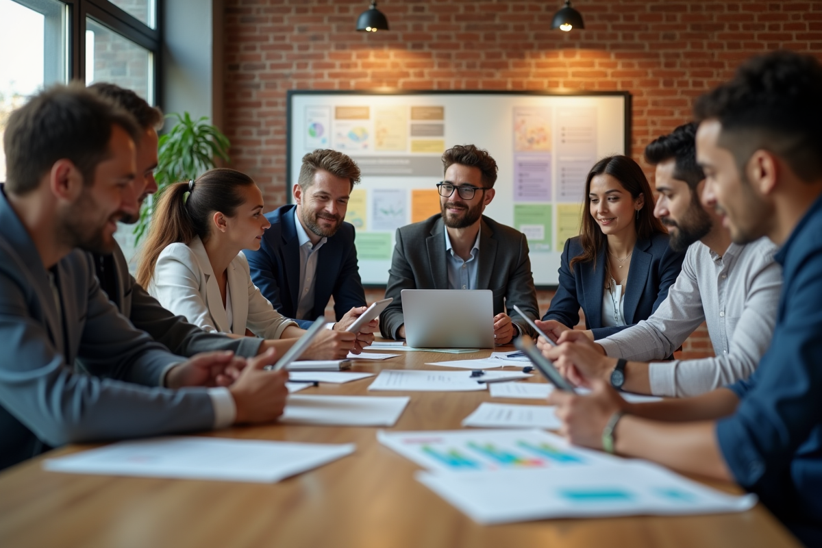 Groupe diversifié travaillant sur une application lowcode