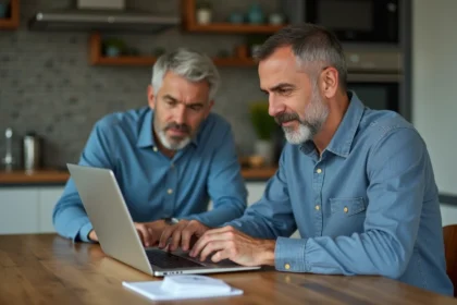 Homme concentré configurant le WiFi à la maison