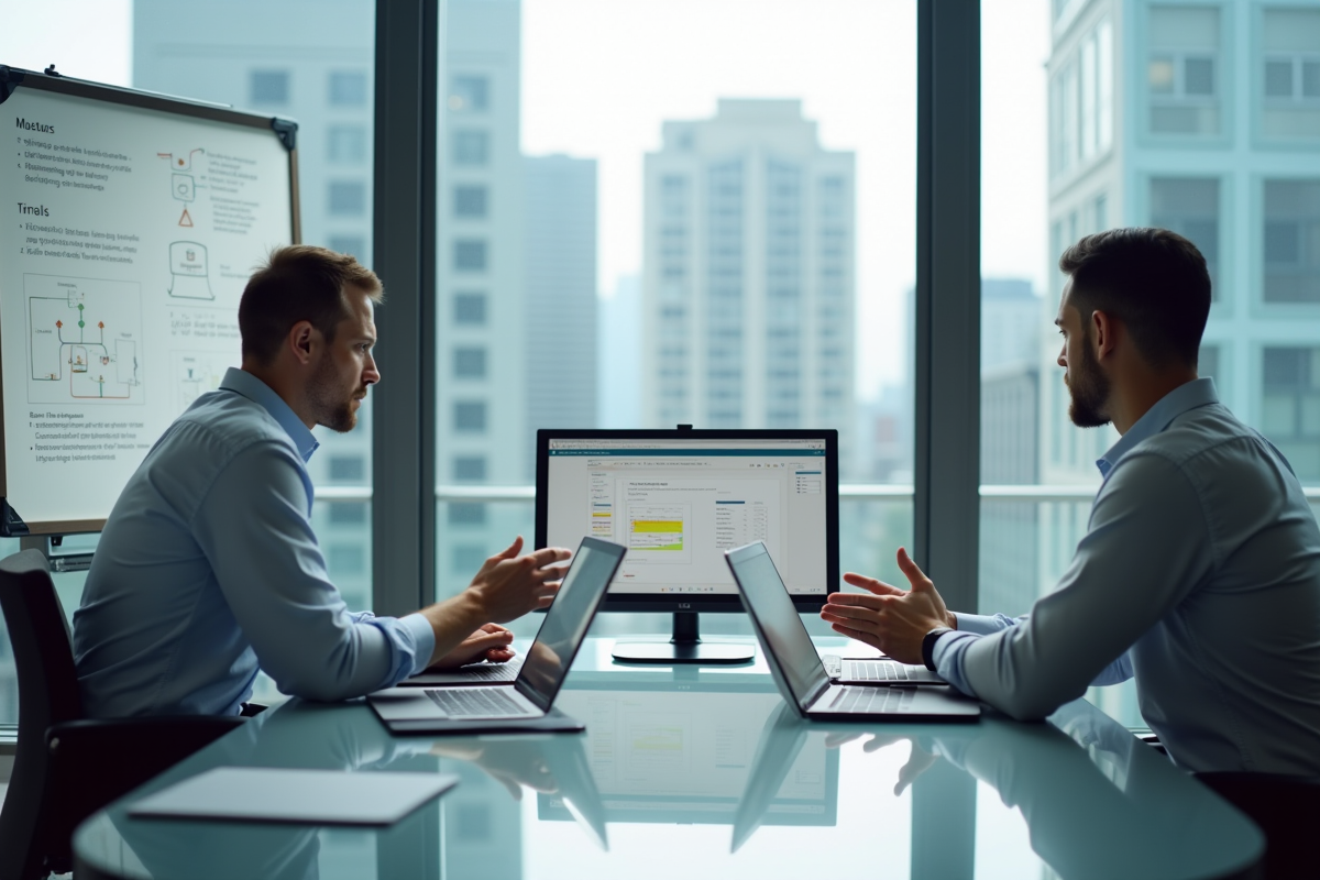 Homme montrant une automatisation Excel à un collègue